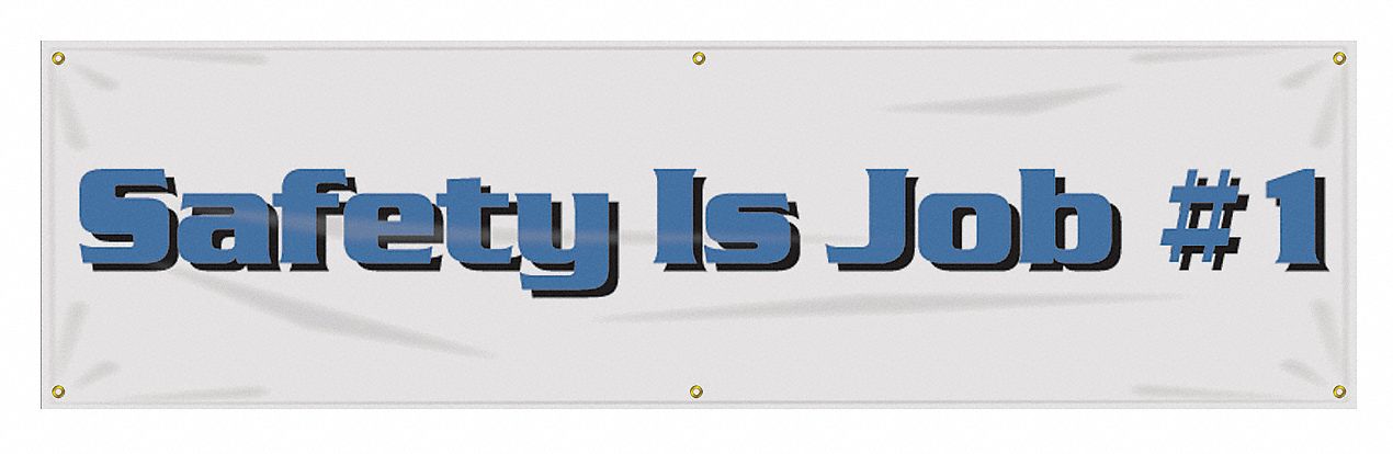 Safety Banner: Poly Sheeting, 28 in x 96 in Nominal Sign Size, Indoor/Outdoor, 1 Printed Sides