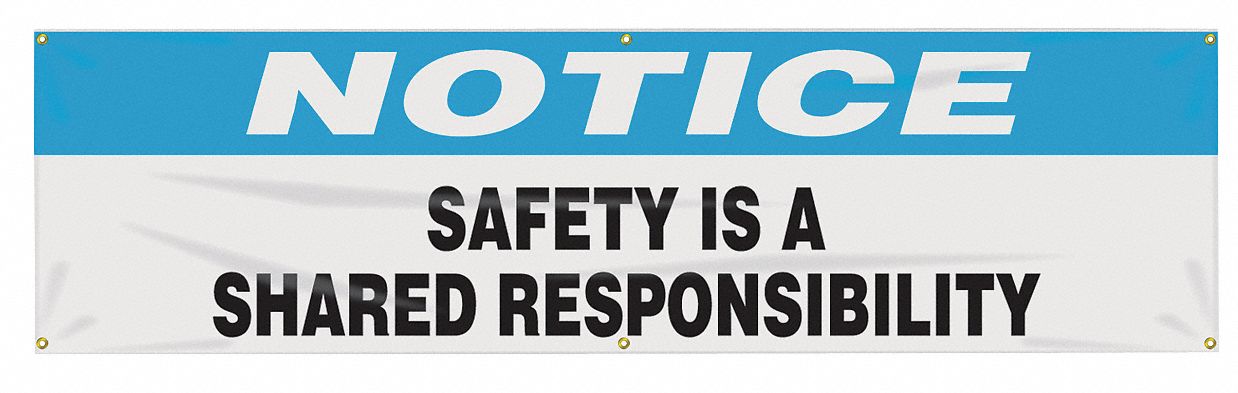 Safety Banner: Poly Sheeting, 28 in x 96 in Nominal Sign Size, Indoor/Outdoor, 1 Printed Sides