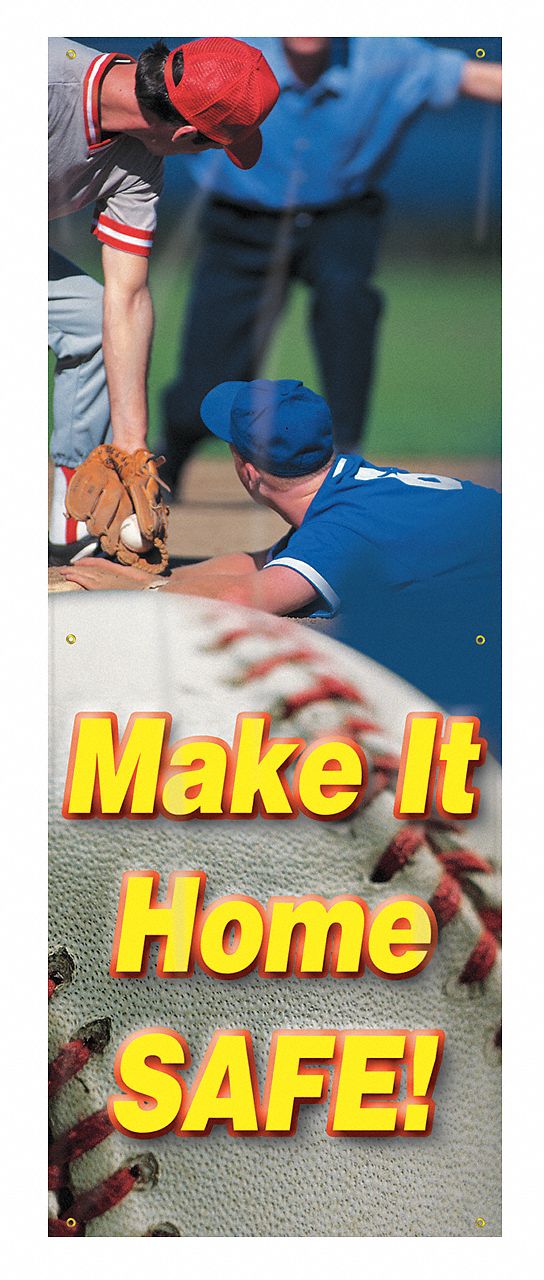 Safety Banner: Poly Sheeting, 74 in x 28 in Nominal Sign Size, Indoor/Outdoor, 1 Printed Sides