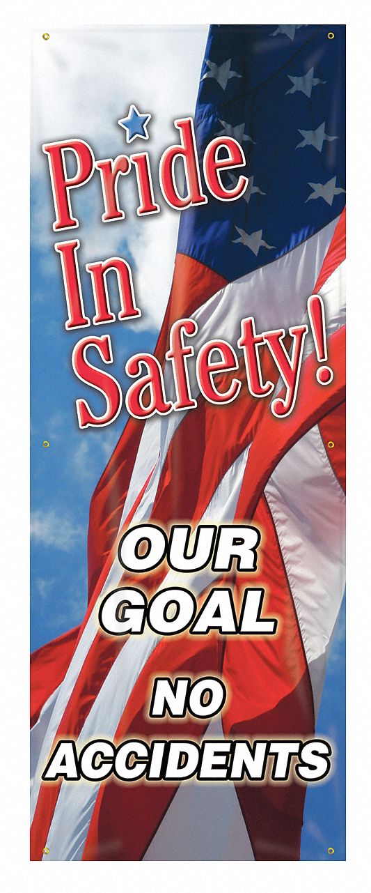 Safety Banner: Poly Sheeting, 74 in x 28 in Nominal Sign Size, Indoor/Outdoor, 1 Printed Sides