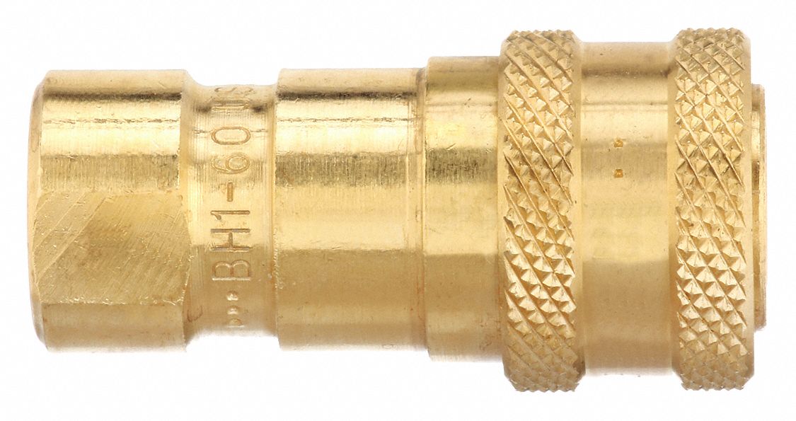 Hydraulic Quick Connect Hose Coupling: 1/8 in Coupling Size, Brass, 3 lpm Max. Flow Rate