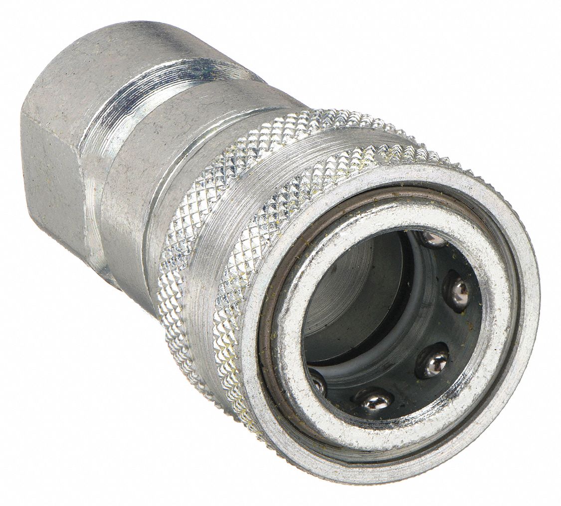 Hydraulic Quick Connect Hose Coupling: 3/4 in Coupling Size, Steel, 23 lpm Max. Flow Rate