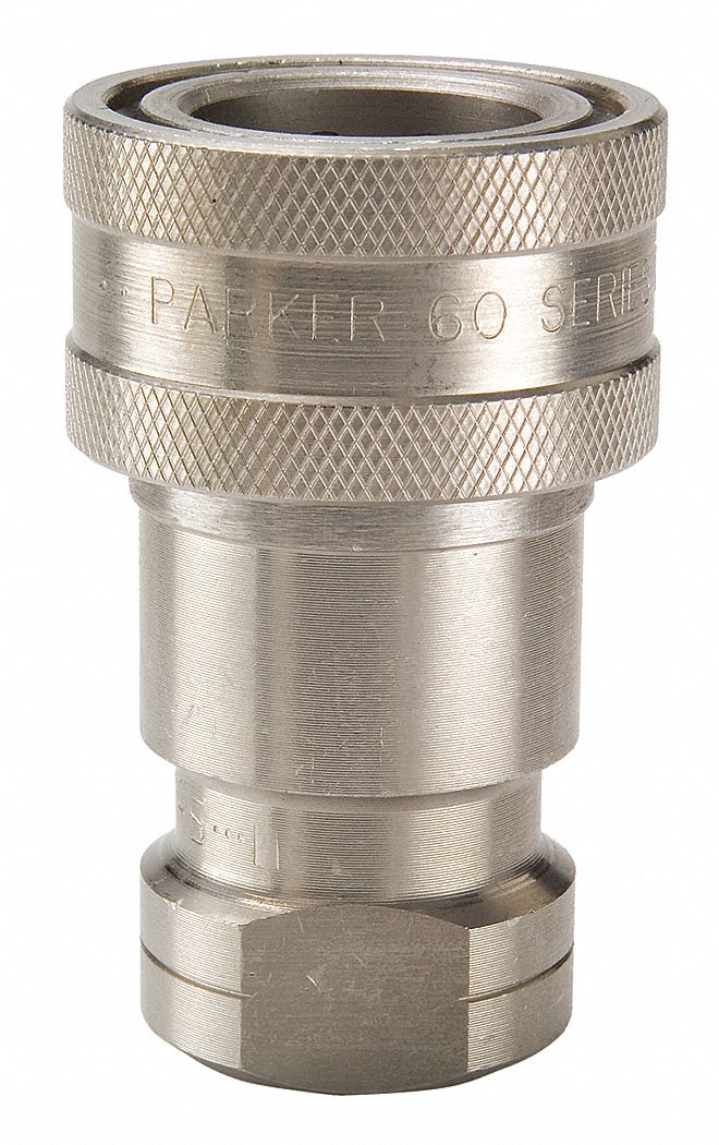 PARKER Hydraulic Quick Connect Hose Coupling 3/4 in Coupling Size, 316 Stainless Steel 31A877