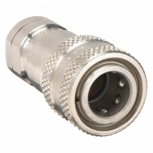 Parker Fitting, 1/8 Male Quick Coupling with Shutoff, Stainless