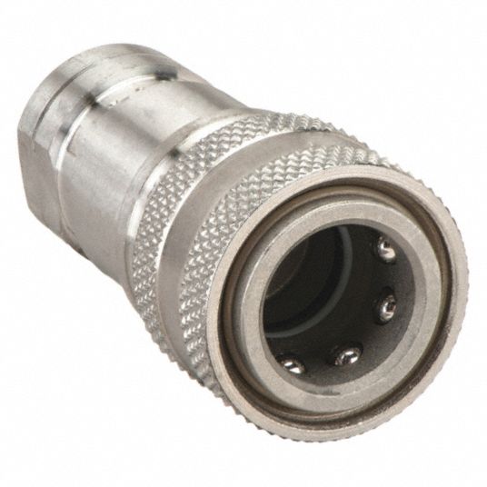 PARKER Hydraulic Quick Connect Hose Coupling: 1/4 in Coupling Size, 303  Stainless Steel, Female