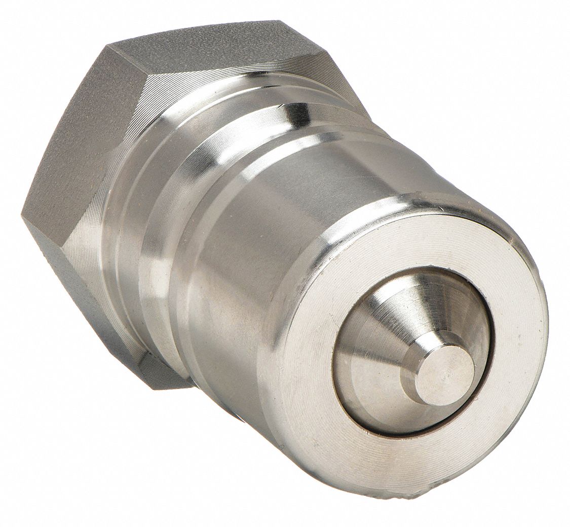 Hydraulic Quick Connect Hose Coupling: 3/4 in Coupling Size, 316 Stainless Steel, Female NPTF