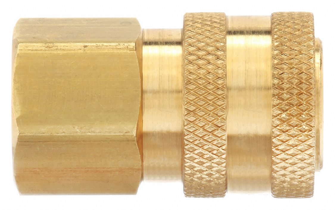 HYDRAULIC QUICK CONNECT HOSE COUPLING, ¼ IN COUPLING SIZE, BRASS, 22.71 LPM MAX. FLOW RATE