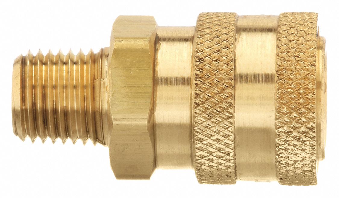 HYDRAULIC QUICK CONNECT HOSE COUPLING, ⅛ IN COUPLING SIZE, BRASS, 11.36 LPM MAX. FLOW RATE