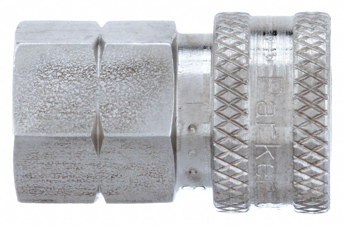 Hydraulic Quick Connect Hose Coupling: 1/8 in, 303 Stainless Steel, 11.36 lpm Max. Flow Rate