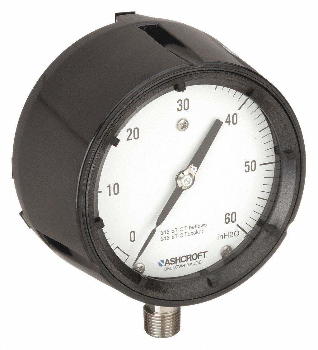 Low Pressure Gauge: For Oil & Gas, Wastewater, & Process Applications, 0 in wc to 60 in wc