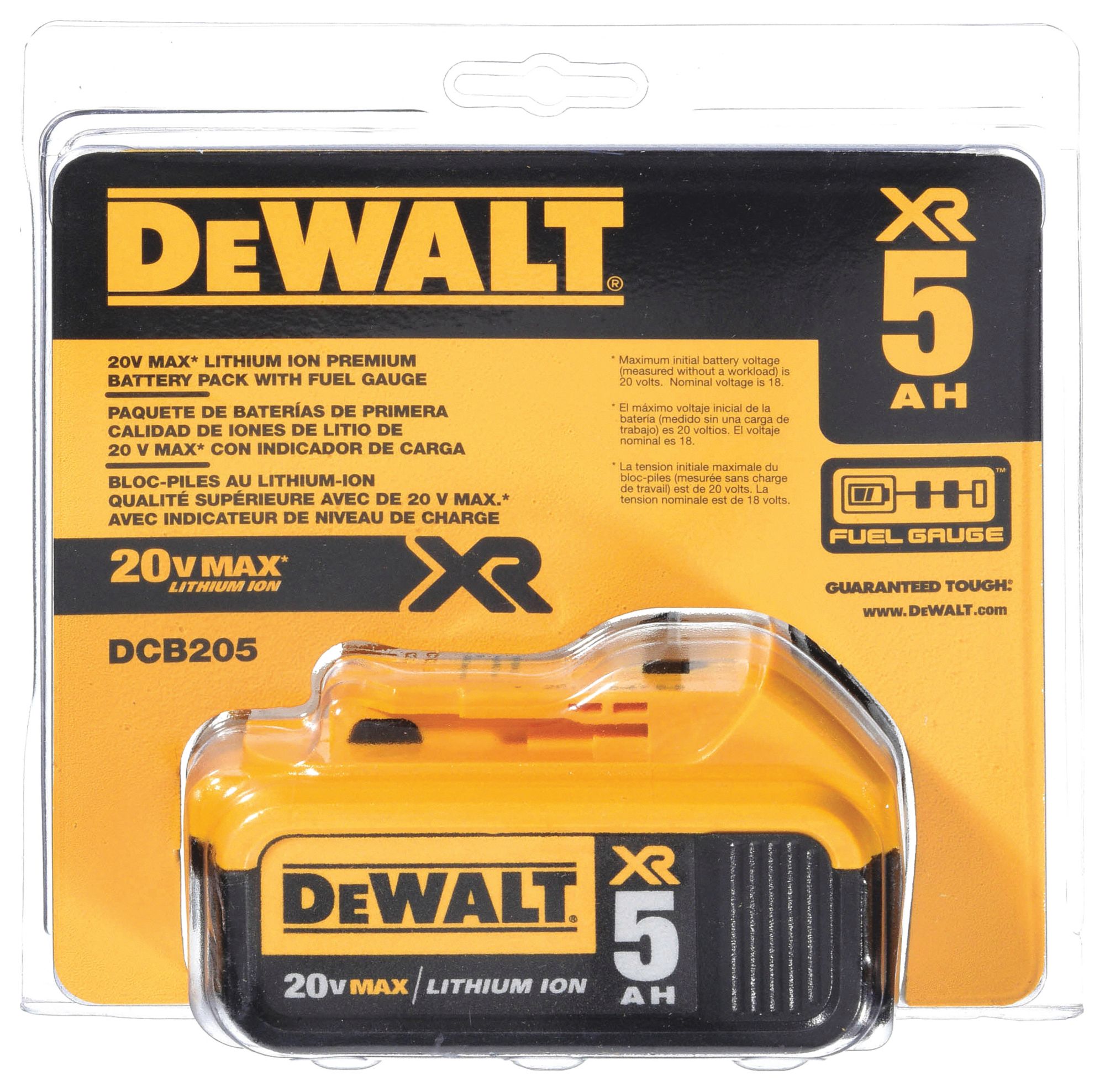 DeWalt DCB205 20V MAX Lithium-Ion 5 Ah Battery Pack with Gauge (2 Pack) 