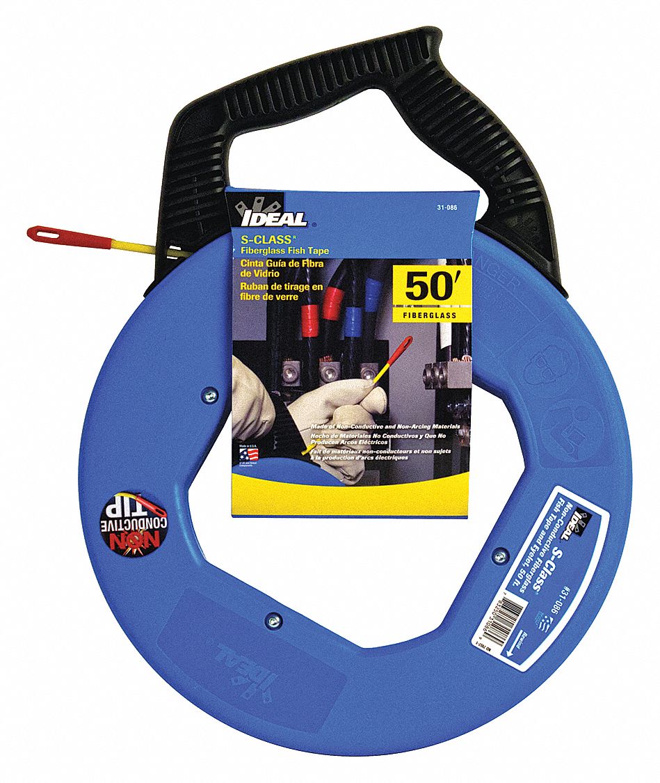 IDEAL, 50 ft Lg, Manual Wind Tape Retraction, Fish Tape 31AD3931086