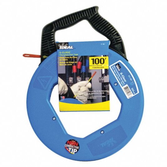 IDEAL 100 ft Fish Tape, Fiberglass, 3/16 in Tape Size, Round Tape