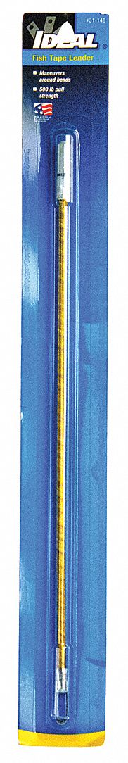 FISH TAPE LEADER, 24 TO 10 AWG, STAINLESS STEEL, 24 AWG MIN WIRE CAPACITY, METAL EYELET END