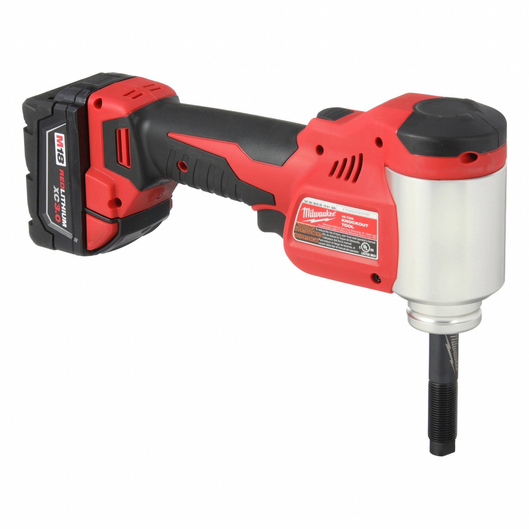 Knockout Tool Kit: 18V DC, 6 in Punching Capacity (Steel), For 12 ga Max. Steel Thick