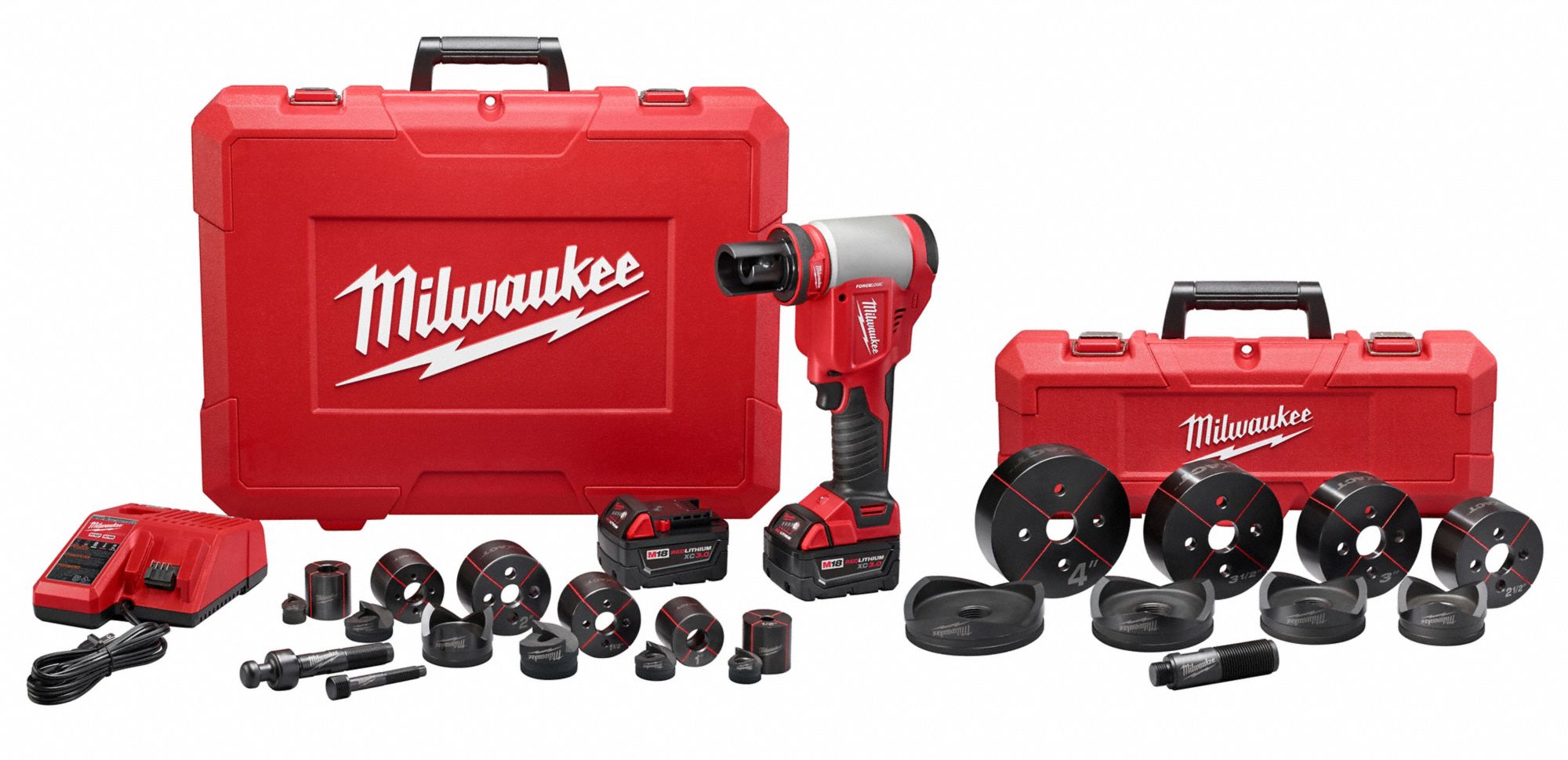 KNOCKOUT TOOL KIT, CORDLESS, 18V LI-ION, 12 GA MS/14 GA SS, ½ TO 4 IN CONDUIT, 10 TONS