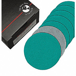 SANDING DISC, HOOK AND LOOP, 150 GRIT, NON VACUUM, GREEN, WHITE, 6 IN, ALUMINUM OXIDE, BOX 100