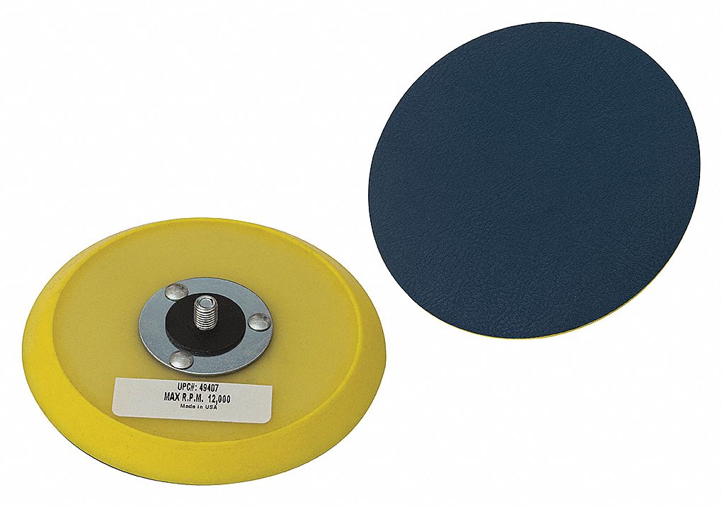 PSA HUBBED DISC PAD, FIRM DENSITY/10000 RPM/NO-HOLE, 6 IN DIA, BACK MOUNTING SZ 5/16"-24, URETHANE