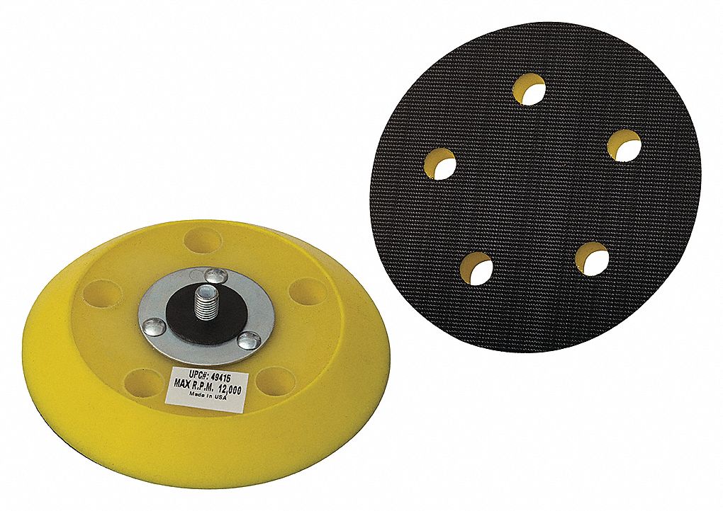 HOOK-AND-LOOP HUBBED DISC PAD,MED DENSITY/10000 RPM/6-HOLE,6 IN DIA,BACK MOUNT 5/16"-24,URETHANE