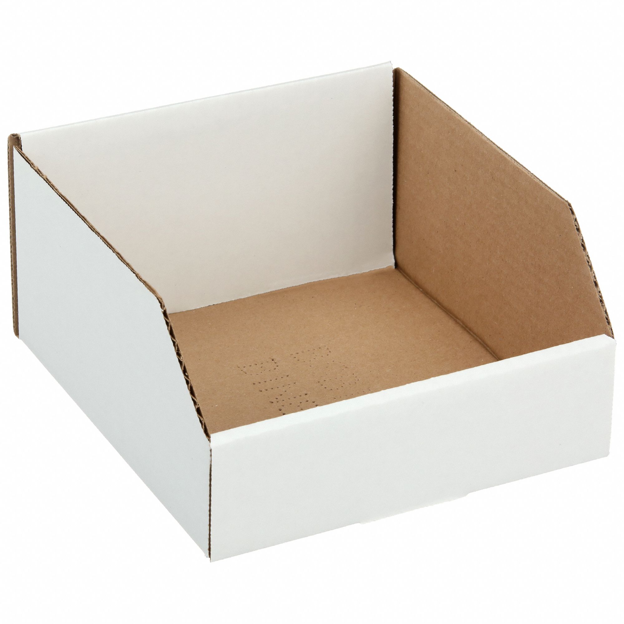 Corrugated Shelf Bin: 9 in Overall Lg, 8 in x 4 1/2 in, White