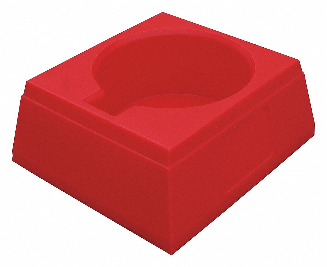 Fire Extinguisher Stand: Red, (1) 10 lb or 20 lb Fire Extinguishers, 7 in Ht, 14 in Lg