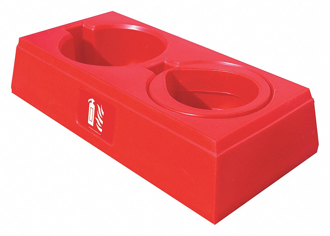 Fire Extinguisher Stand: Red, (2) 10 lb or 20 lb Fire Extinguishers, 13 in Ht, 25 in Wd