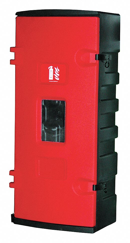 Fire Extinguisher Cabinet: Wall Mount Mounting, 30 lb Capacity, PE Plastic, Lexan