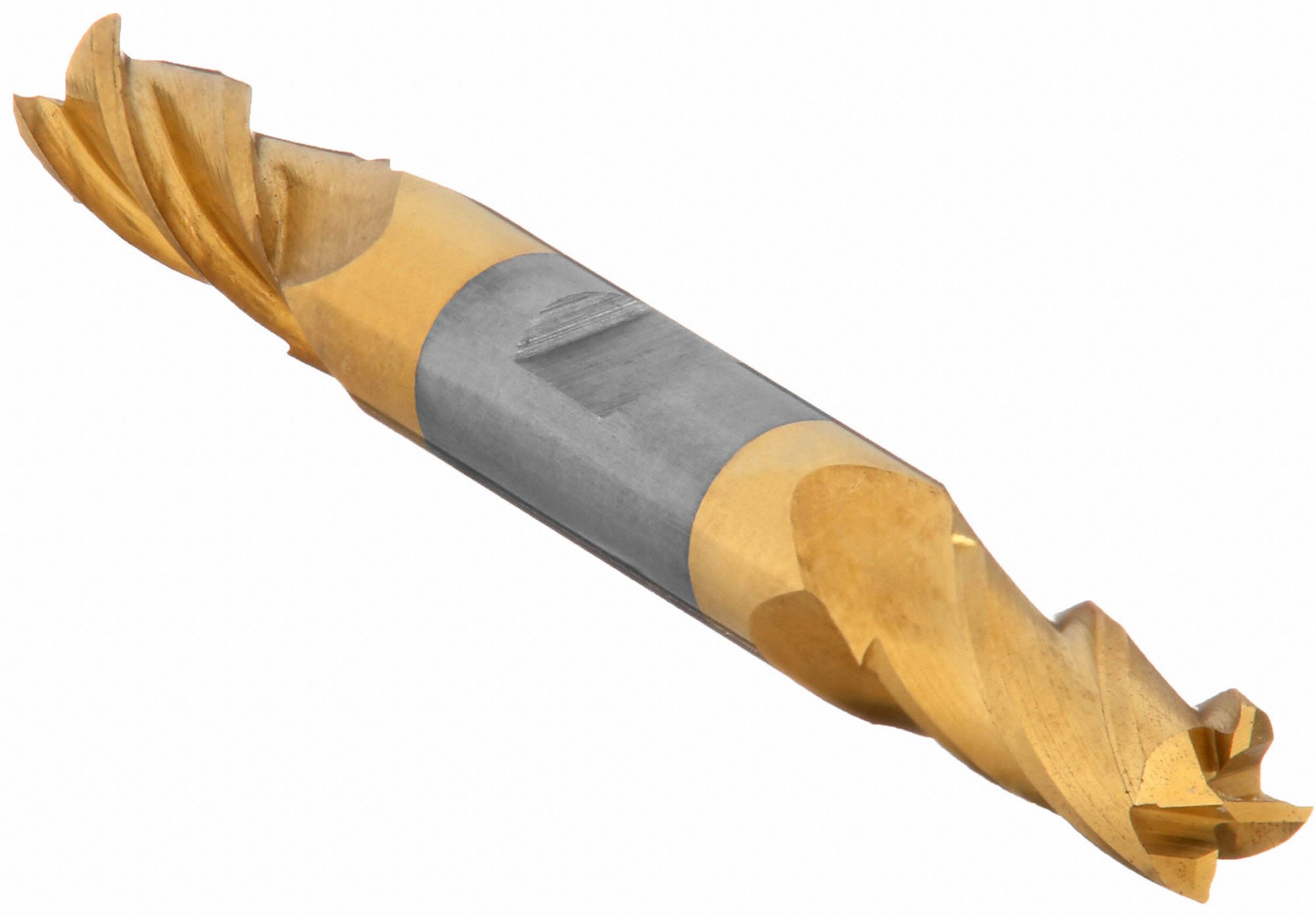 Square End Mill: Cobalt, TiN Coated, Double End, 4 Flute, 1/4" Mill Dia, 5/8" LOC