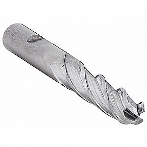 BALL END MILL, 4 FLUTES, 0.5 IN MILLING DIAMETER, 2 IN CUT, 4 IN L, INDIVIDUAL, HSS