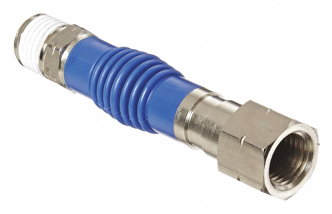 Flex Air Fitting: 1/4 in Pipe Size, 1/4 in FPT x 1/4 in MPT