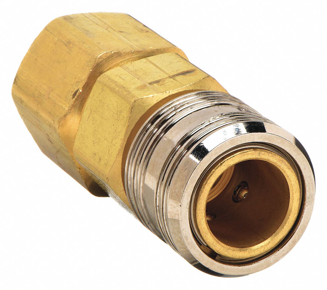 QUICK CONNECT HOSE COUPLING, ⅜ IN BODY SIZE, ¼ IN HOSE FITTING SIZE, SLEEVE, FNPT, BRASS