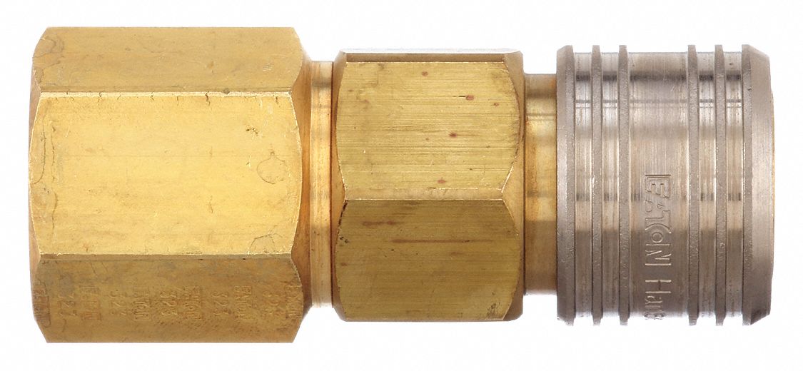 QUICK CONNECT HOSE COUPLING, ½ IN BODY SIZE, ¾ IN HOSE FITTING SIZE, SLEEVE, FNPT, BRASS