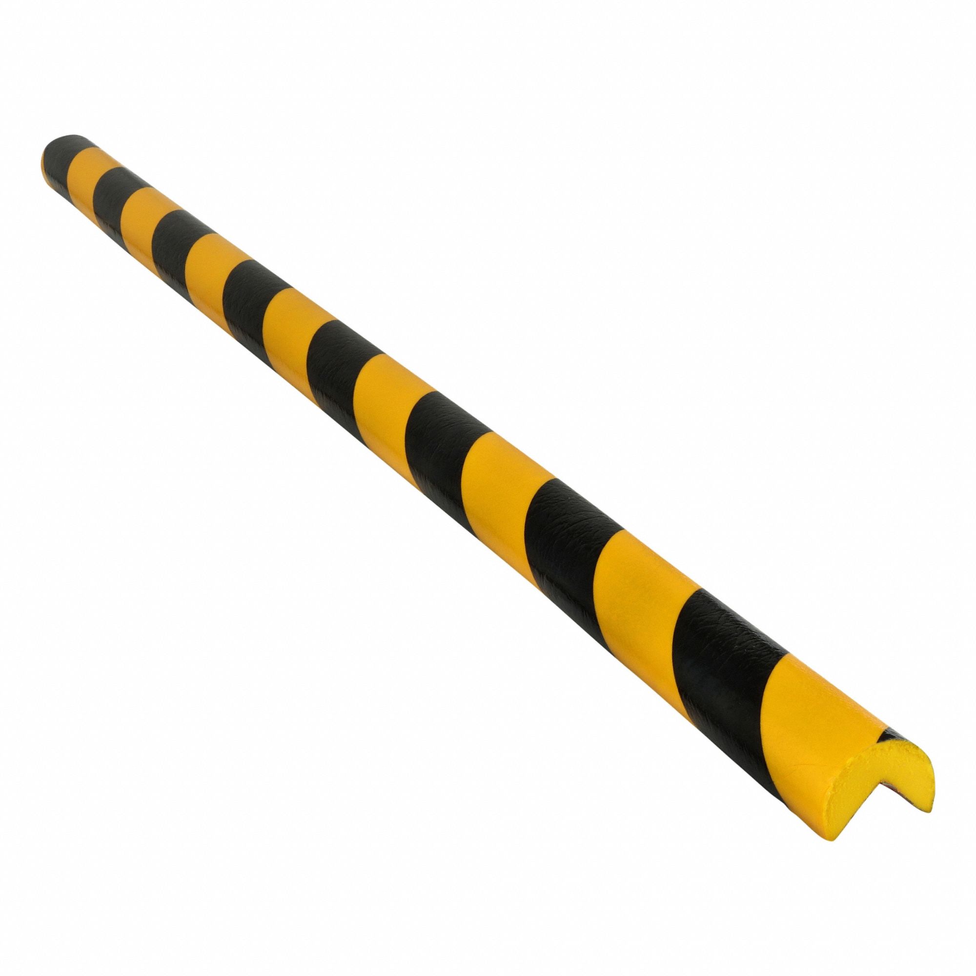 Corner Guard: Polyurethane Foam, Black/Yellow, For 90° Angle, 1.63 in Leg Wd, Smooth