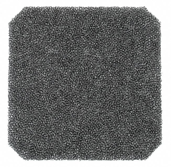 Axial Fan Filter: 3 5/8 in Radiator Connection, 1/8 in Dp, 3 5/8 in Ht, Polyurethane, 5 PK