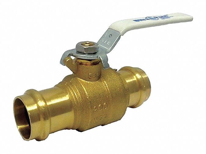 MANUAL TWO-WAY BALL VALVE: 1¼ IN, BRASS, STRAIGHT, PRESS X PRESS, TWO-PIECE