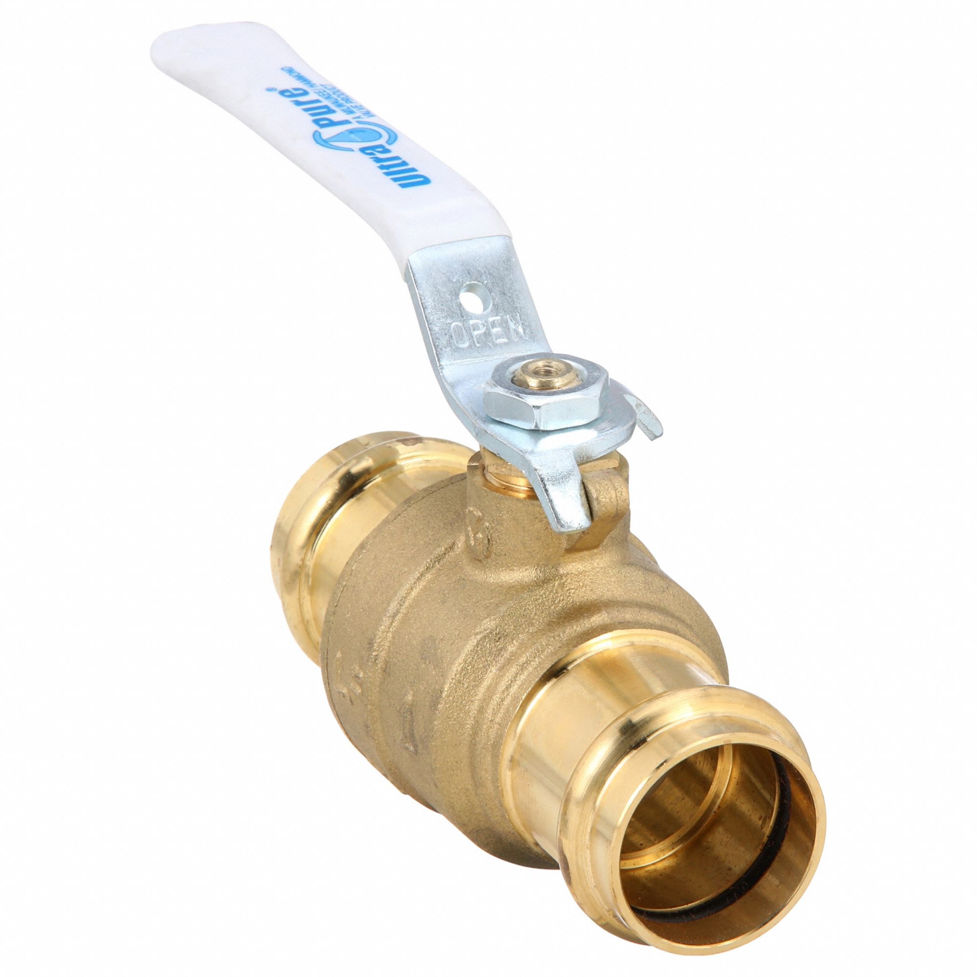 Manual Two-Way Ball Valve: 1 in, Brass, Straight, Press x Press, Full Port Ball Port