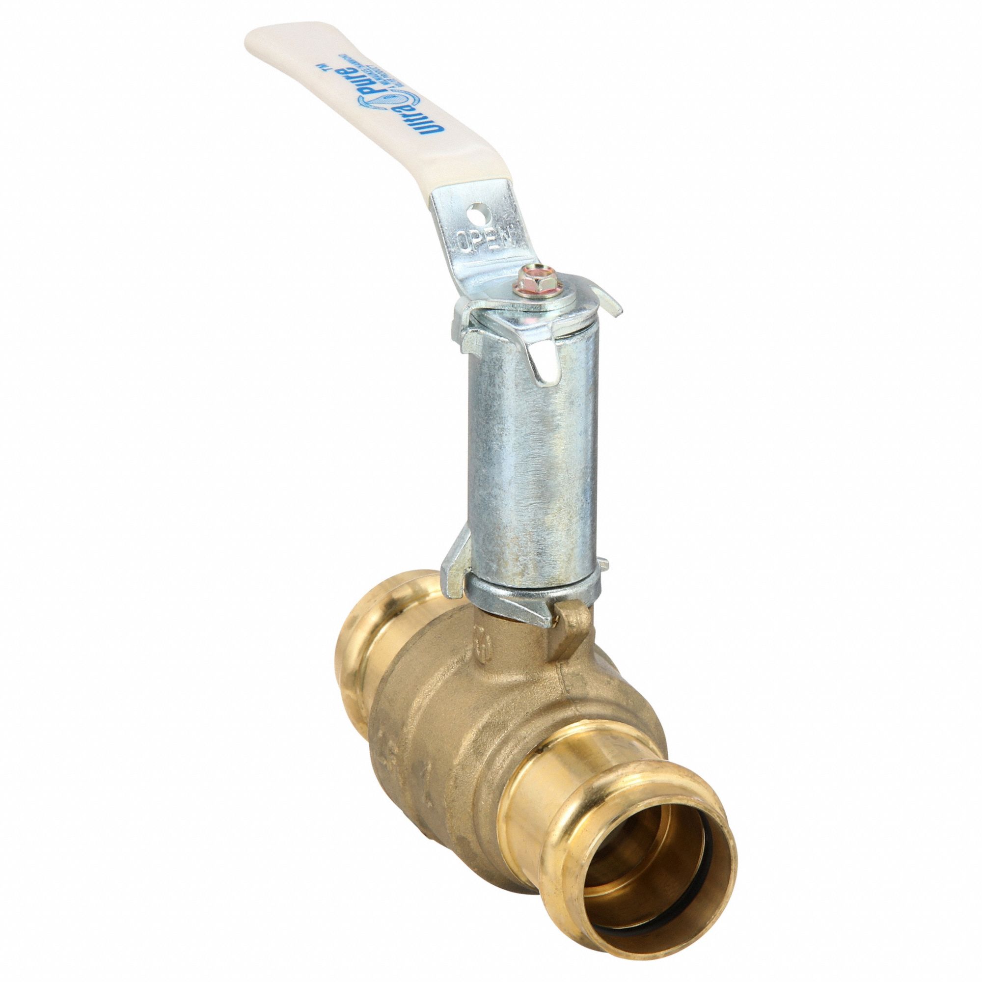Manual Two-Way Ball Valve: 1 in, Brass, Straight, Press x Press, Full Port Ball Port