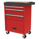 ROLLING CABINET,3 DRAWERS,RED,660 LBS.