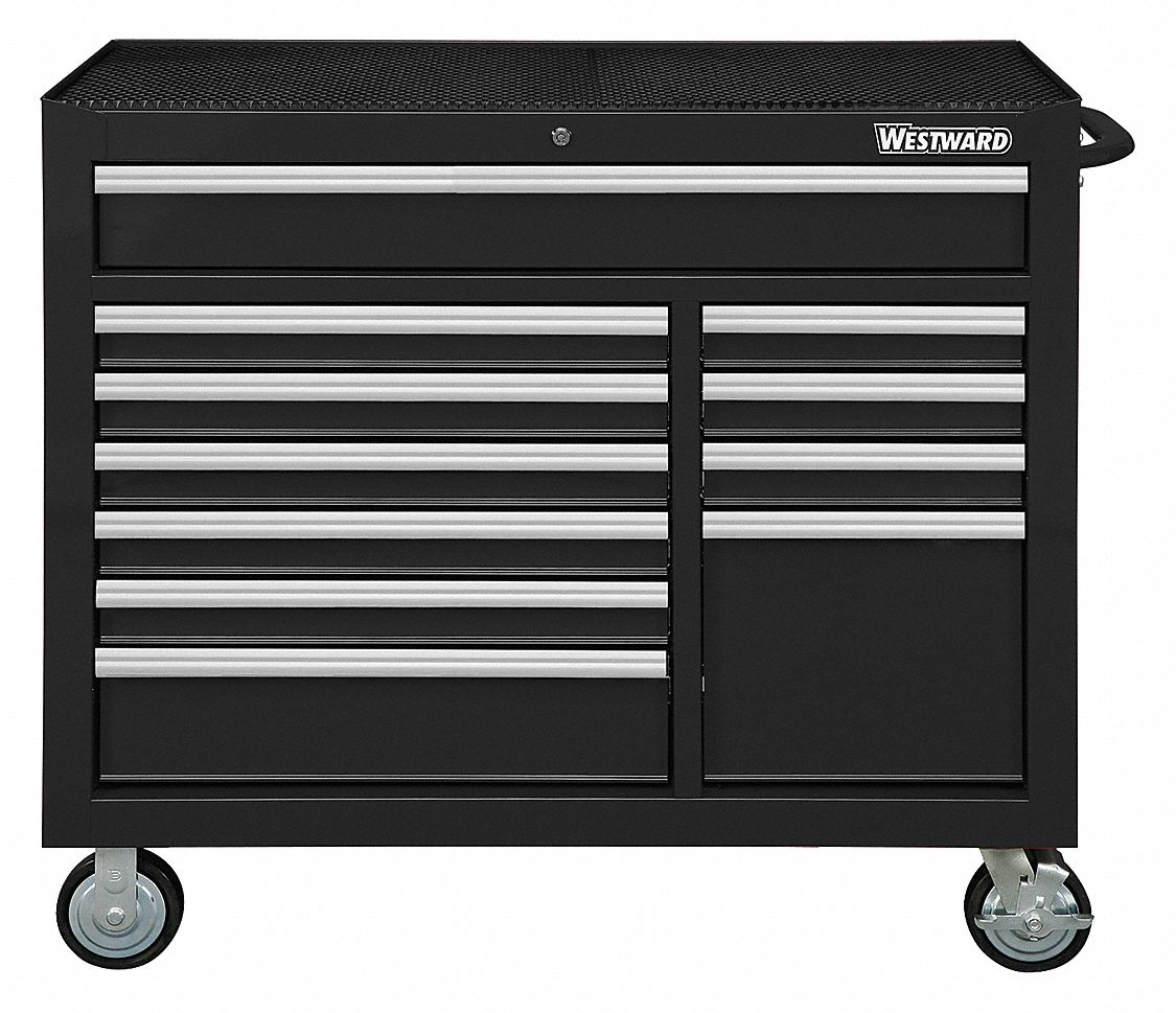WESTWARD Gabinete Móvil, Pesado, Negro, Ancho 42", Profundidad 24