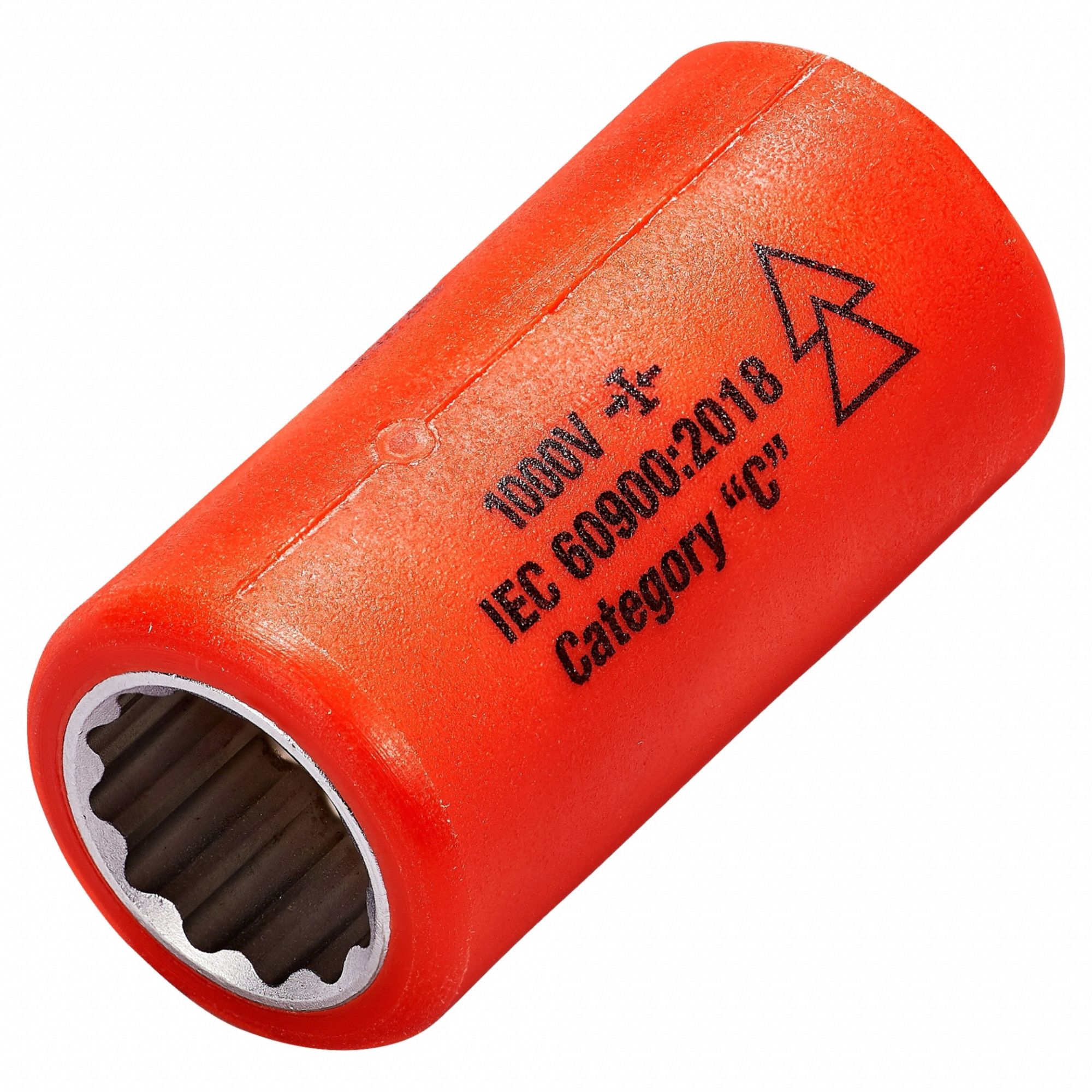 Insulated Socket: 3/8 in Drive Size, 1/2 in Socket Size, 2 in Overall Lg, 12-Point, Std, Chrome