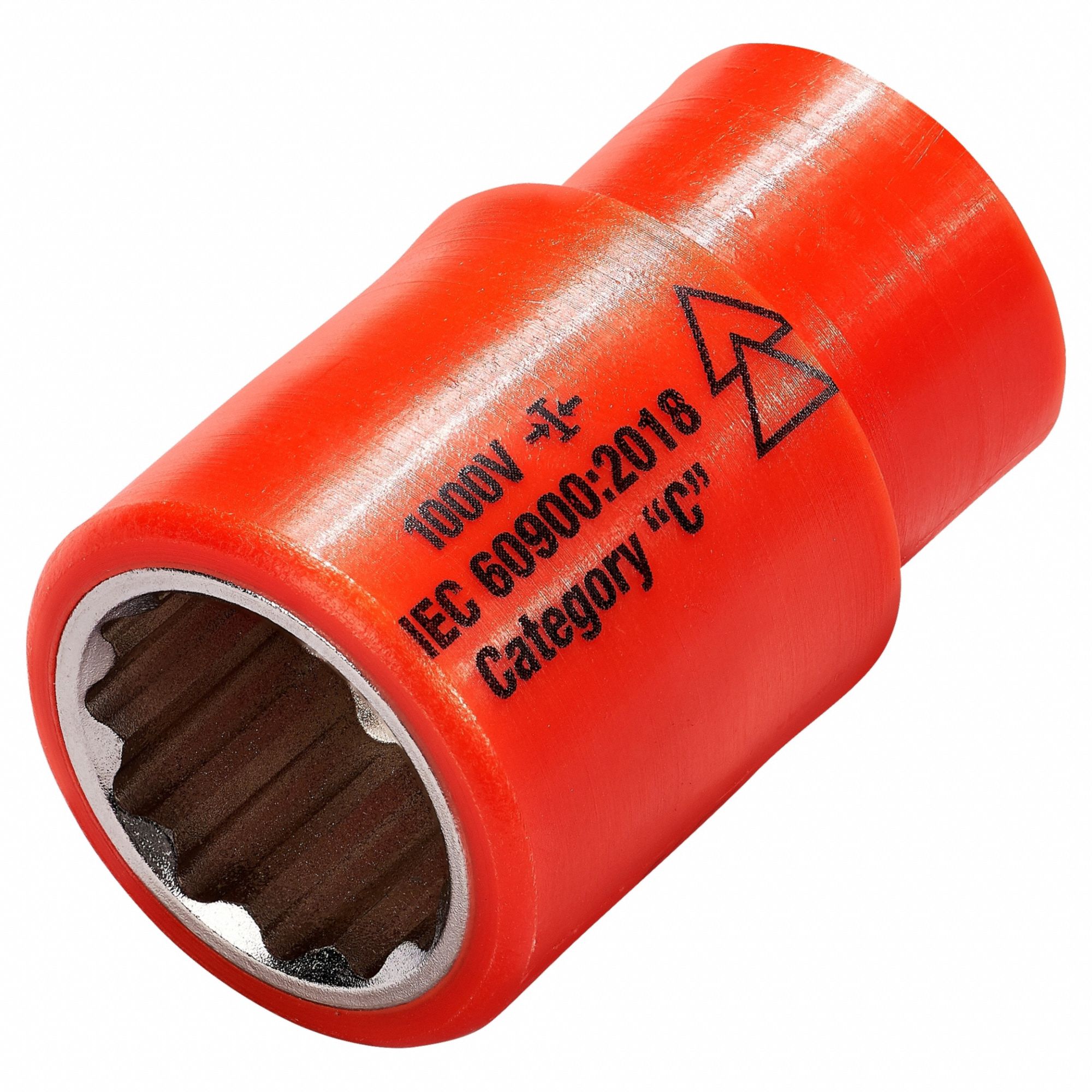 Insulated Socket: 3/8 in Drive Size, 5/8 in Socket Size, 2 in Overall Lg, 12-Point, Std, Chrome