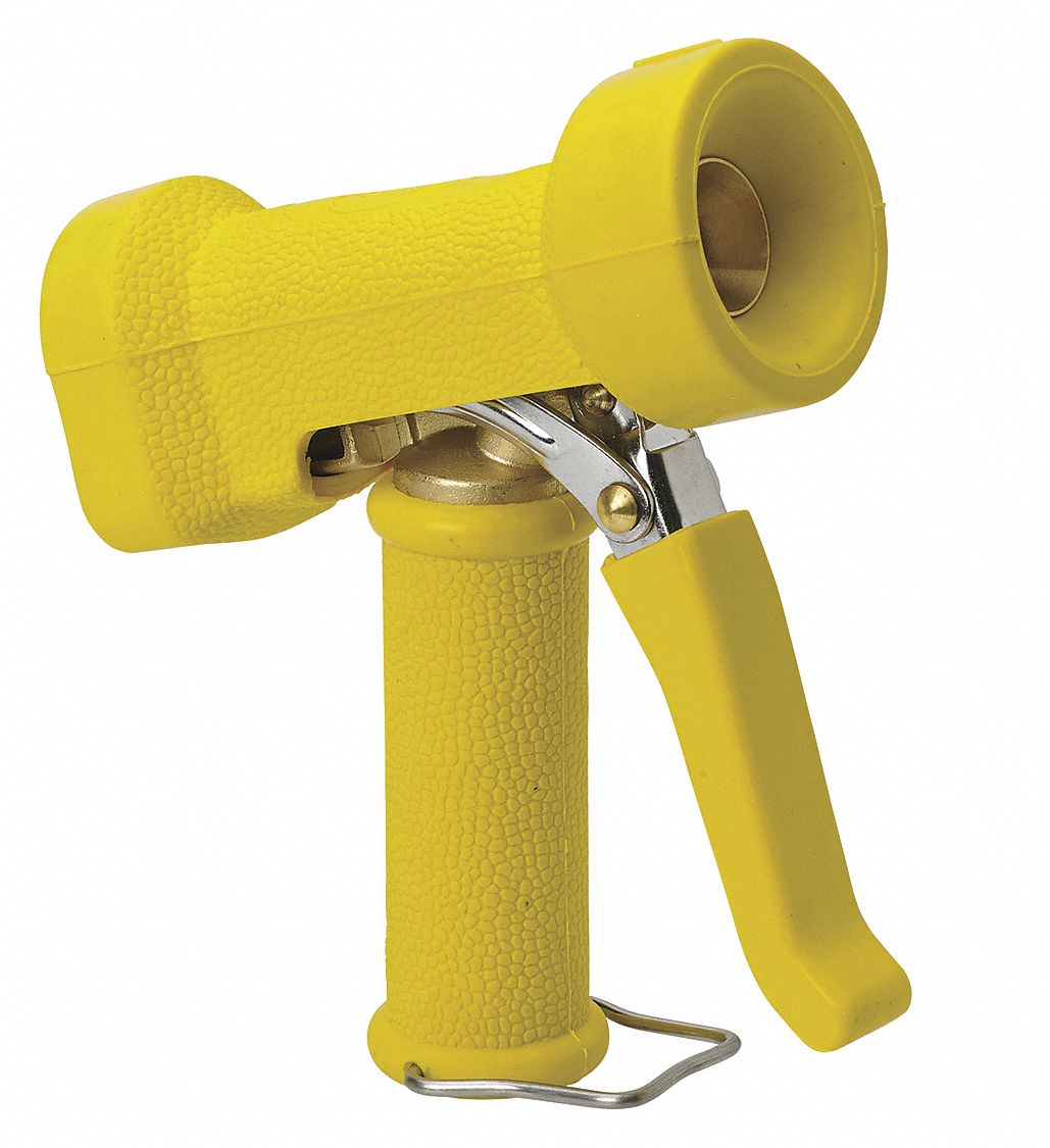 Water Nozzle: 1/2 in Connection Size, Quick Connect, 304 Stainless Steel/Brass/EPDM, Yellow
