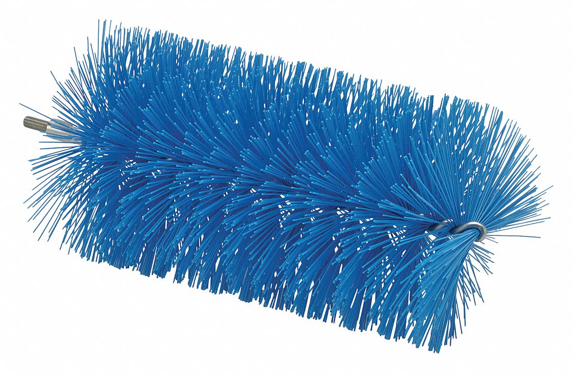 Tube and Valve Brush: Polyester Bristle, Blue, 3.54 in Brush Dia, 6 1/2 in Brush Lg