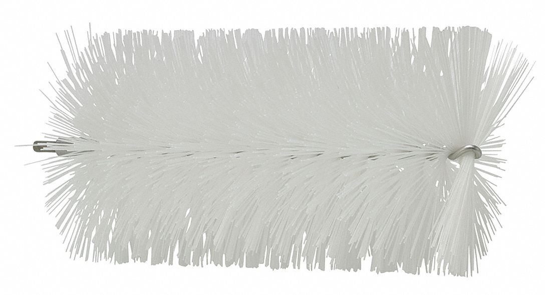 Tube and Valve Brush: Polyester Bristle, White, 3.54 in Brush Dia, 2 3/8 in Brush Lg