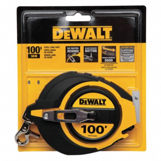 Dewalt Tape Measure 100 Ft Blade Lg 3 8 In Blade Wd In Ft Closed Steel 31cl10 Dwht Grainger