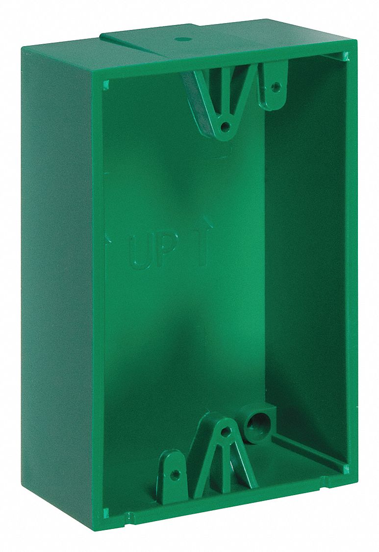 BACK BOX,GREEN,SZ 1 1/2 IN,POLYCARBONATE