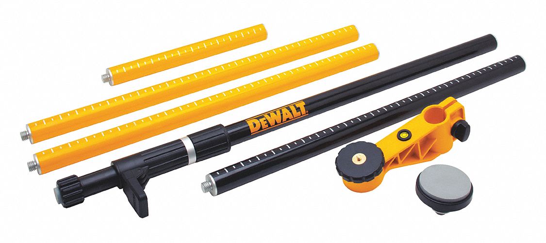 Laser Mounting Pole: 10 ft, Laser Levels, Case, Aluminum, 1/4"-20 Mounting Thread Size
