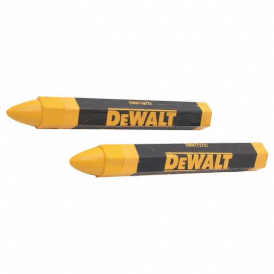 DEWALT Lumber Crayon: Clay, 1/2 in Tip Wd, Wood Holder, Yellow, 0°F to  100°F, Yellow, 2 PK