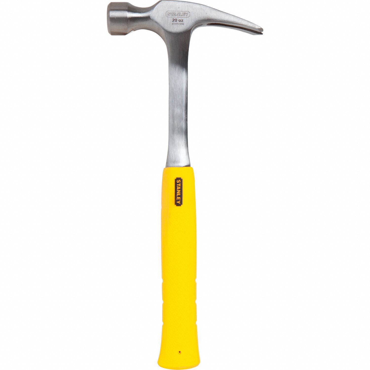 STANLEY Straight Claw Hammer Steel, Ribbed Grip, Steel Handle, 20 oz