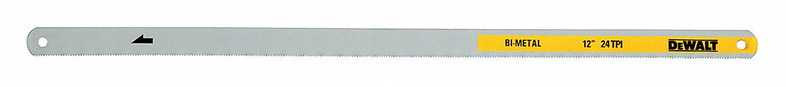 HACKSAW BLADE, 12 IN BLADE L, STEEL, 24, 1/2 IN BLADE W, 0.03125 IN BLADE THICK, 2 PK